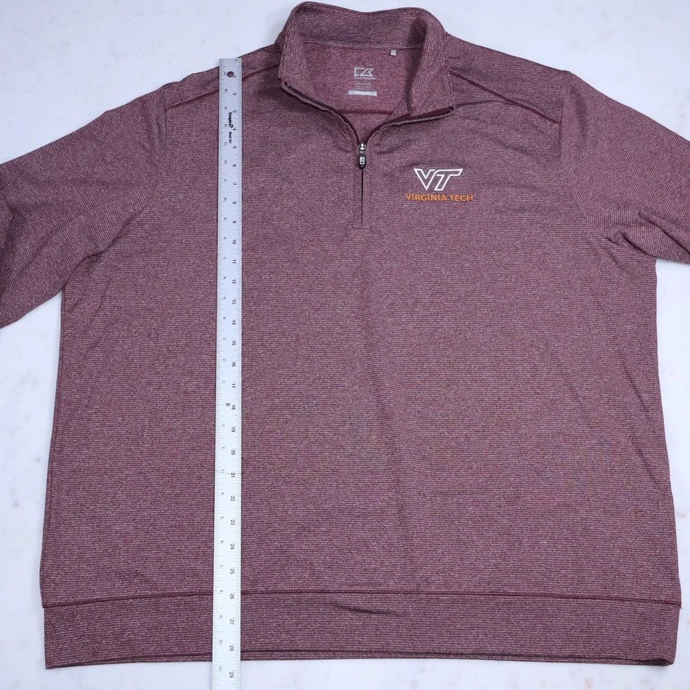 Cutter & Buck Virginia Tech Mens Quarter Zip Pullover Maroon Heather XXL Hokies